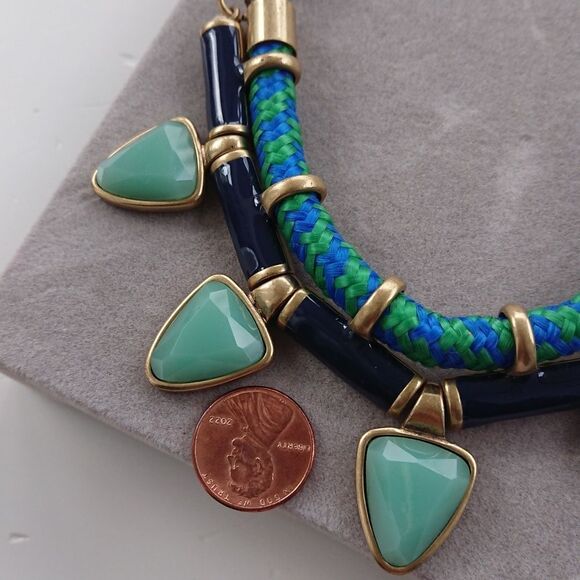J. crew blue & Green Rope Cord stone Necklace - Picture 3 of 9